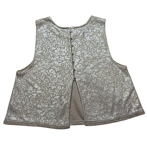 Free People Metallic Floral Cropped Tank Top - Picture 3 of 8